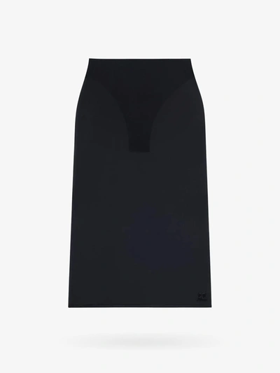 Courrèges Sheer Pencil Midi Skirt In Black