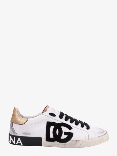 Dolce & Gabbana Logo Back Lace-up Sneakers In Silver
