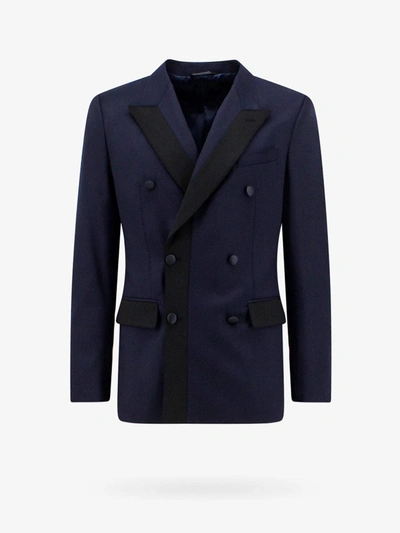 Dolce & Gabbana Silk Peak Lapel Blazers E Waistcoats In Blue