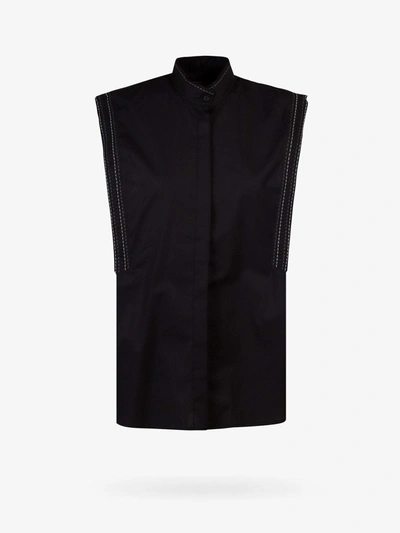 Dondup Cotton Shirt With Contrasting Stitchings - Atterley In Black