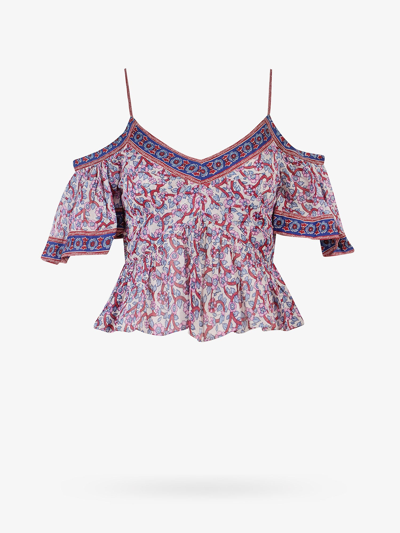 Isabel Marant Étoile Garuva Cold-shoulder Cropped Printed Cotton-voile Top In Multicolor