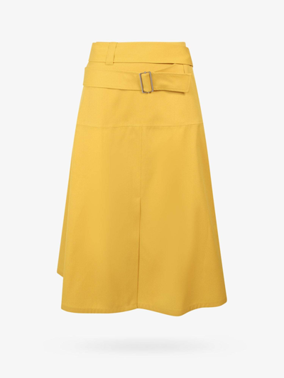 Jil Sander Front Split Midi Skirt In Yellow