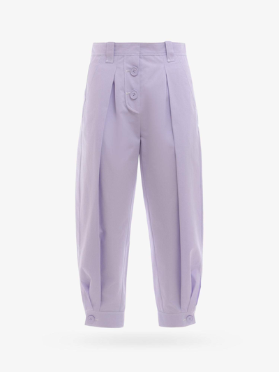 K Krizia Cotton Trouser With Pinces - Atterley In Púrpura