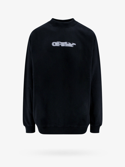 Off-white Cotton Sweatshirt With Frontal Logo In Black
