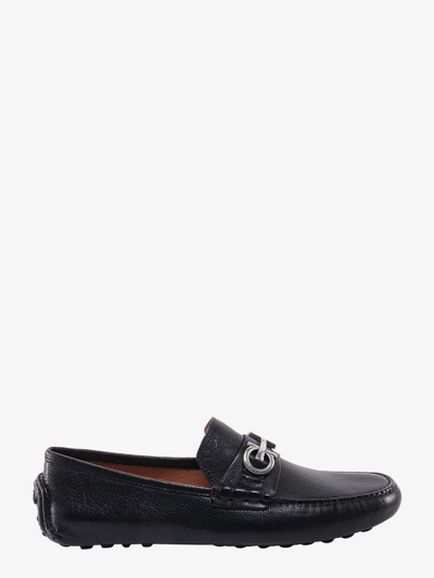 Ferragamo Logo Leather Loafer In Black