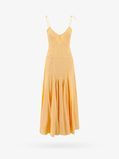 Sportmax Cancan Pleated Maxi Dress In Yellow