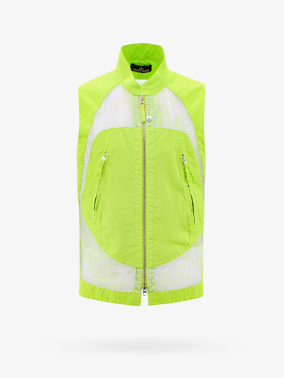 Stone Island Shadow Project Mesh-panel Waistcoat In Green