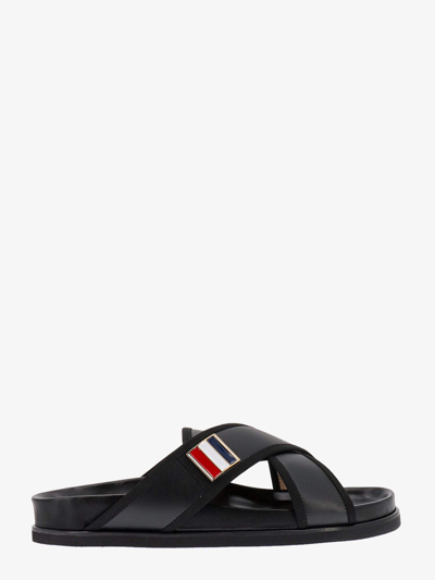 Thom Browne Cross-strap Flat Sandals In Black