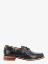 Thom Browne Polished Black Leather Loafers With Moc Toe Design And Lace Detail In Black