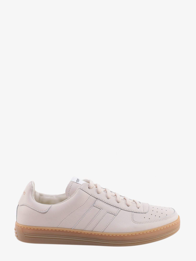 Tom Ford Logo-patch Lace-up Sneakers In Beige