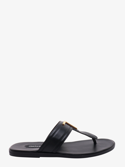 Tom Ford Leather Sandal In Negro