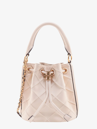 Tory Burch Decorated Leather Bucket Bag In Beige