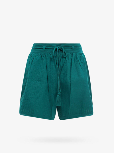 Ulla Johnson Rina Tasselled Stitch-pleated Cotton Shorts In Green