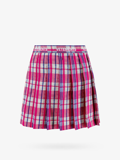 Vetements Logo-waistband Fully-pleated Skirt In Pink