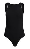 Khaite Campagna Open-back Stretch-knit Thong Bodysuit In Black
