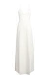 Khaite Nonya Plunged Satin Crepe Maxi Dress In Ivory