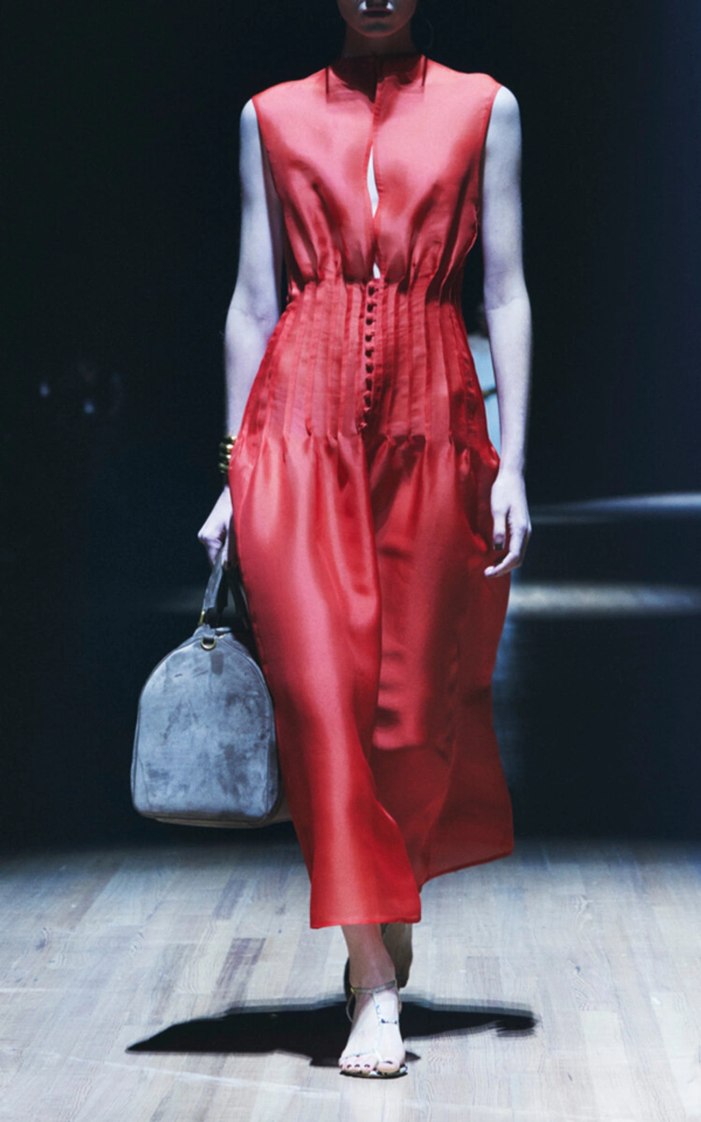 Khaite Wes Pleated Silk Maxi Dress In Red | ModeSens