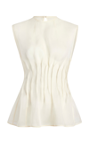 Khaite Westin Pleated Silk Top In Ivory