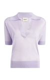 Khaite Julita Cropped Polo Top In Purple