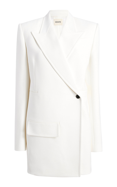 Khaite Jacobson Brushed Leather Coat In Chalk