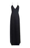 Khaite Nonya Plunged Satin Crepe Maxi Dress In Black