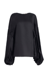 Khaite Women's Quico Silk Blouson-sleeve Top In Black
