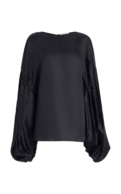 Khaite Quico Oversized Silk Blouse In Black