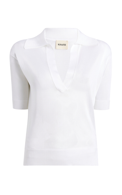 Khaite Julita Cropped Polo Top In White