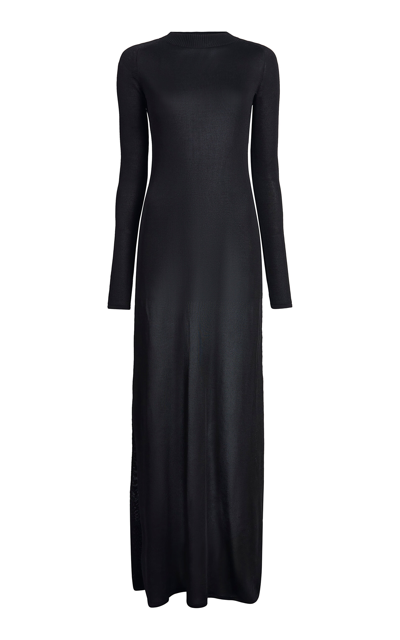 Khaite Valera Fine Knit Maxi Dress In Black