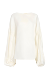 Khaite Quico Balloon-sleeve Oversized Silk Blouse In Ivory