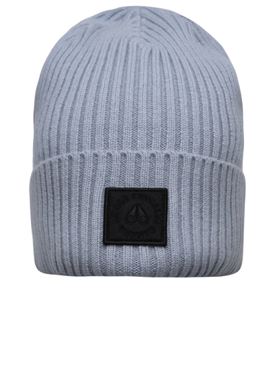 Moose Knuckles Logo Patch Knitted Beanie In Grey