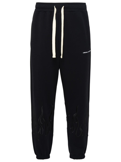 Vision Of Super Printed French Cotton-terry Track Pants In Black