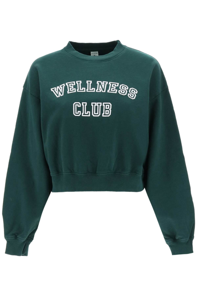 Sporty And Rich Wellness Club Cropped Cotton Sweatshirt In Green