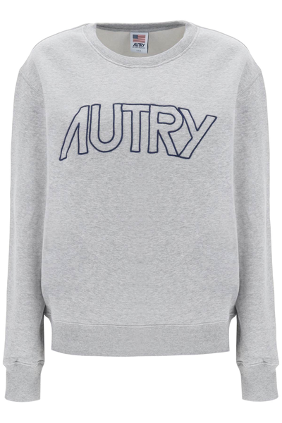 Autry Logo刺绣棉卫衣 In Grey
