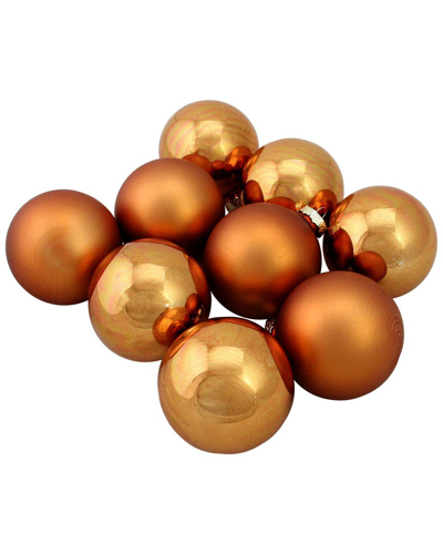 Northern Lights Northlight 9ct Bronze 2-finish Glass Ball Christmas Ornaments 2.5in (65mm) In Brown