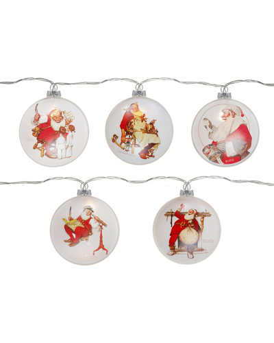 Northern Lights Northlight Set Of 5 Glass Norman Rockwell Christmas Disc Lights In White