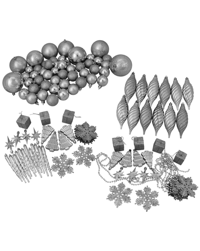 Northlight 125ct Silver Splendor Shatterproof 4-finish Christmas Ornaments
