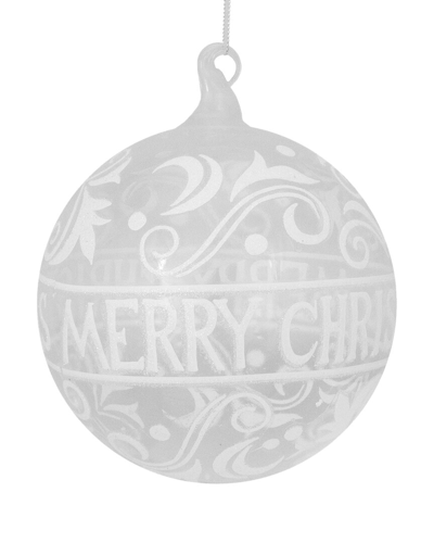 Northlight Clear And White Glass Merry Christmas Ball Ornament 6in (150mm)