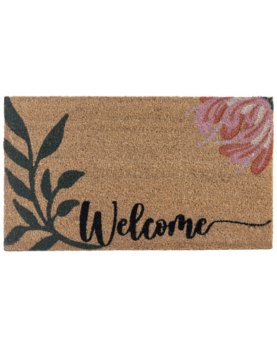 Shiraleah "welcome" Floral Doormat In Brown