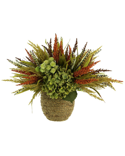 Creative Displays Hydrangea Fall Arrangement With Heather In A Rope Pot