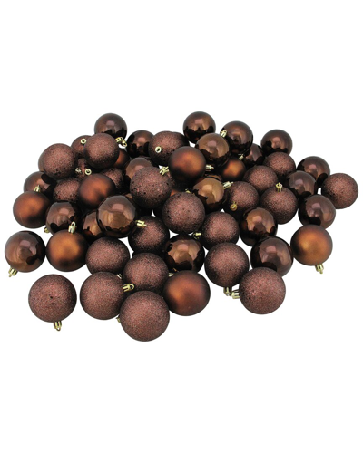 Northern Lights Northlight 60ct Mocha Brown Shatterproof 4-finish Christmas Ball Ornaments 2.5in (60mm)