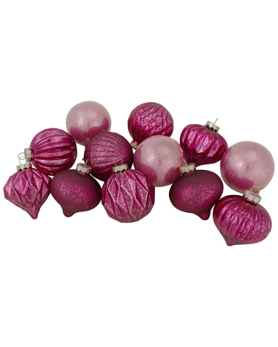 Northern Lights Northlight 12ct Pink Mercury Glass Style Glass Christmas Ornament Set 3in
