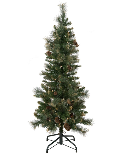 Northern Lights Northlight 4.5ft Pre-lit Yorkshire Pine Pencil Artificial Christmas Tree Clear Lights In Green
