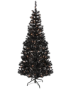 Northern Lights Northlight 6ft Pre-lit Black Artificial Tinsel Christmas Tree Clear Lights In Black