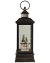 Northern Lights Northlight 11in Black With Brushed Gold Led Snowman Family Christmas Lantern Snow Globe In Black
