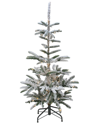 Northern Lights Northlight 4.5 Ft Pre-lit Nordmann Fir Artificial Flocked Christmas Tree - Warm Clear Led Lights In Green