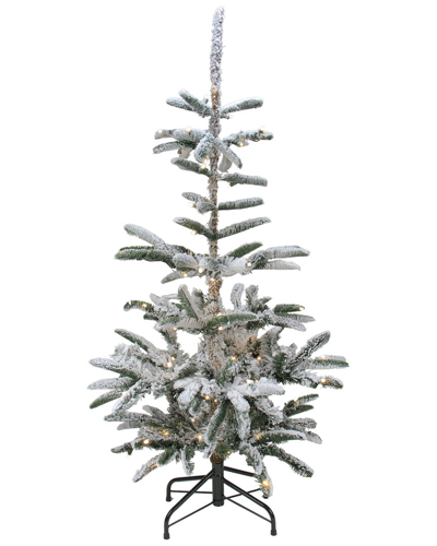 Northern Lights Northlight 6.5ft Pre-lit Flocked Slim Nordmann Fir Artificial Christmas Tree - Warm Clear Led Lights In Green
