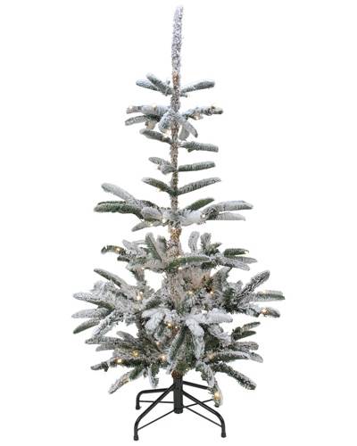 NORTHERN LIGHTS NORTHLIGHT 6.5FT PRE-LIT FLOCKED SLIM NORDMANN FIR ARTIFICIAL CHRISTMAS TREE - WARM CLEAR LED LIGHTS