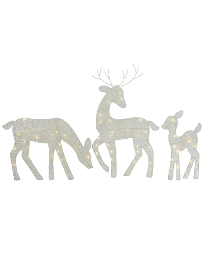 Northern Lights Northlight Set Of 3 Led Lighted White Reindeer Family Outdoor Christmas Decorations 29in