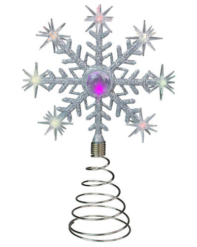 Northern Lights Northlight 11in Led Lighted Coloring Changing Twinkling Snowflake Christmas Tree Topper In Silver
